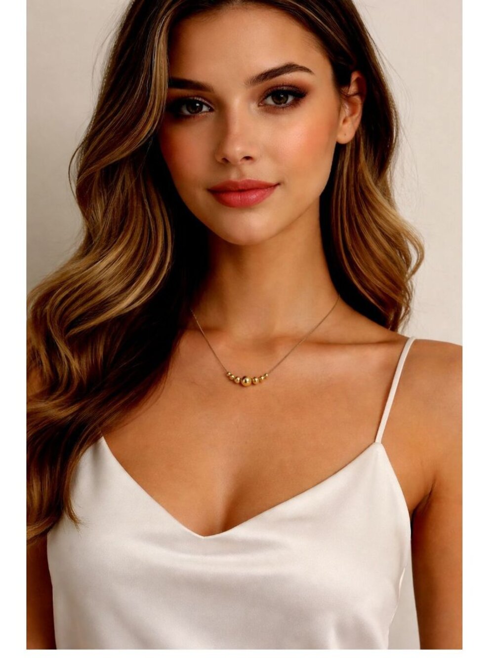 Elegant Gold Bead Bar Necklace – Minimalist Chic | 18” Length